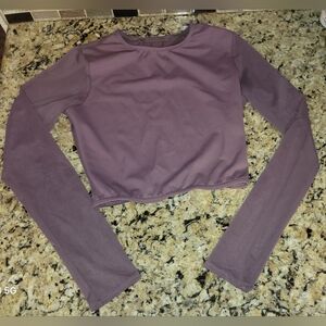 Kelle Girl's Sheer Long Sleeve Purple Lilac Dance Costume Top